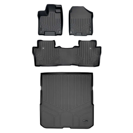 Smart Liner USA Motor Vehicle Interior Fittings Black / 2 Row Floor Mat Liner Set & Cargo Liner Behind the 2nd Row SMARTLINER Custom Fit Floor Liners For 2016-2022 Honda Pilot (8 Passenger Model)