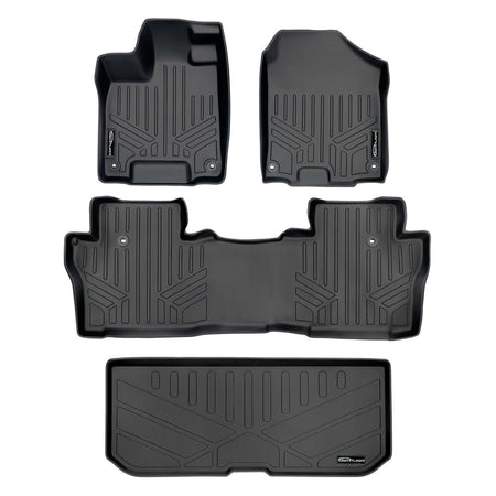 Smart Liner USA Motor Vehicle Interior Fittings Black / 2 Row Floor Mat Liner Set & Cargo Liner Behind the 3rd Row SMARTLINER Custom Fit Floor Liners For 2016-2022 Honda Pilot (8 Passenger Model)