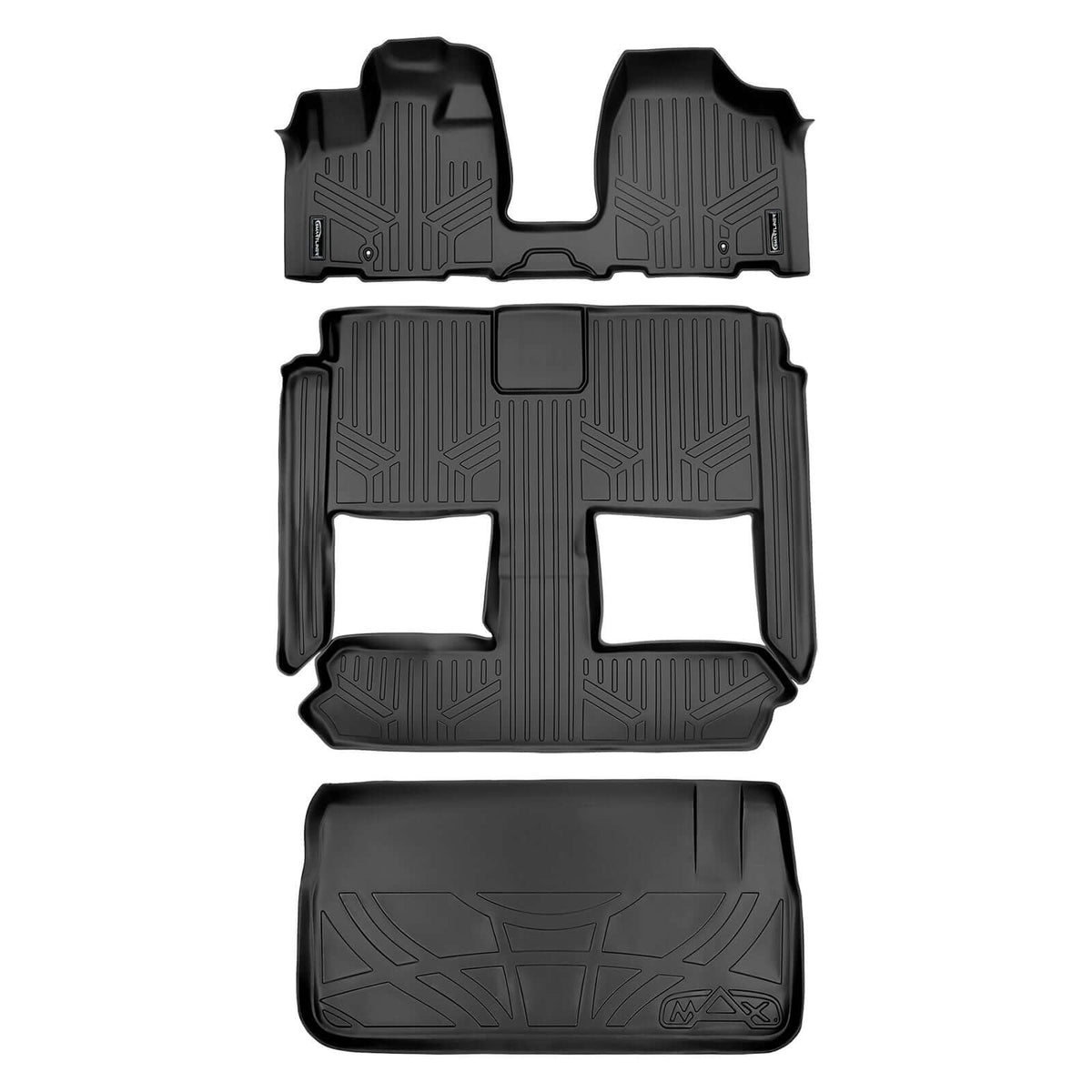Smart Liner USA Motor Vehicle Interior Fittings Black / 2 Row Floor Mat Liner Set & Cargo Liner Behind the 3rd Row Smart Trimâ„¢ Custom Fit Floor Liners For 2013-2020 Dodge Grand Caravan with 2nd Row Bucket Seats and no Super Console