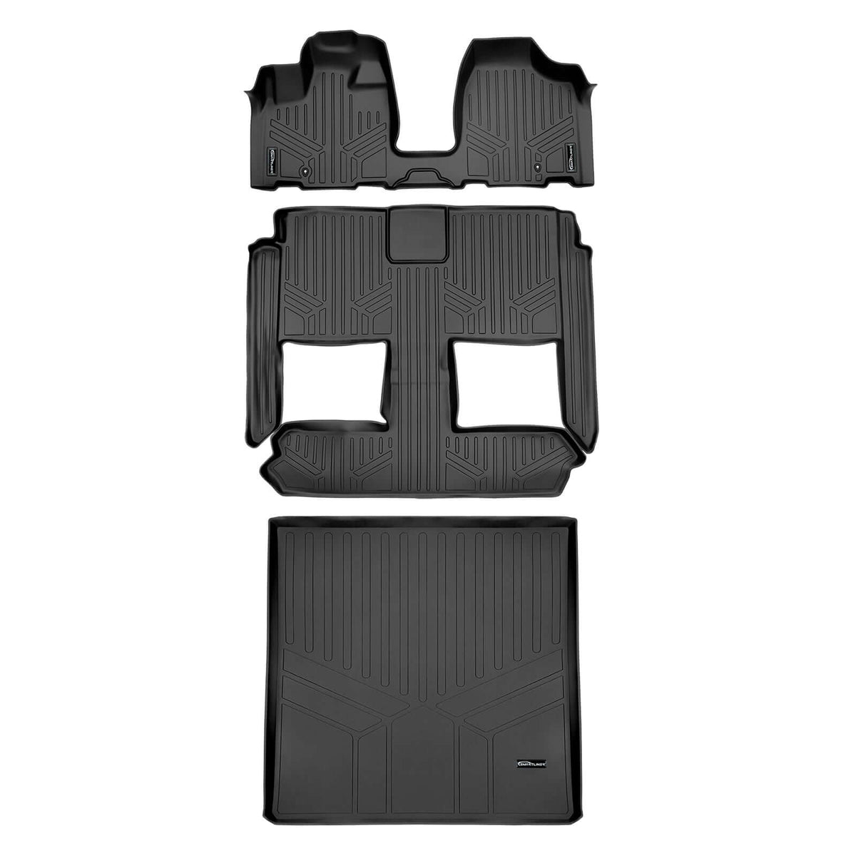 Smart Liner USA Motor Vehicle Interior Fittings Black / 2 Row Floor Mat Liner Set & Cargo Liner Behind the 2nd Row Smart Trimâ„¢ Custom Fit Floor Liners For 2013-2020 Dodge Grand Caravan with 2nd Row Bucket Seats and no Super Console