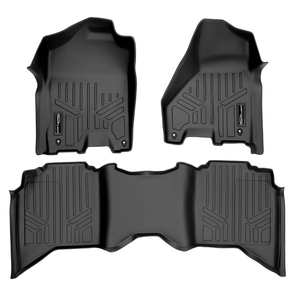 2012 Ram 1500 Floor Liners|Crew Cab Models (No PTO Kit, No 4x4 Shifter, No Over the Hump Coverage, Dual Driver Hooks)|SMARTLINER