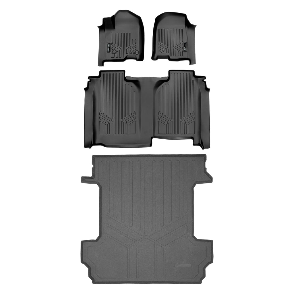 SMARTLINER Custom Fit Floor Liners For 2019-2023 Chevrolet Silverado 1500 Crew Cab With 1st Row Bucket Seats and Carpeted Flooring without the 2nd Row Underseat Storage