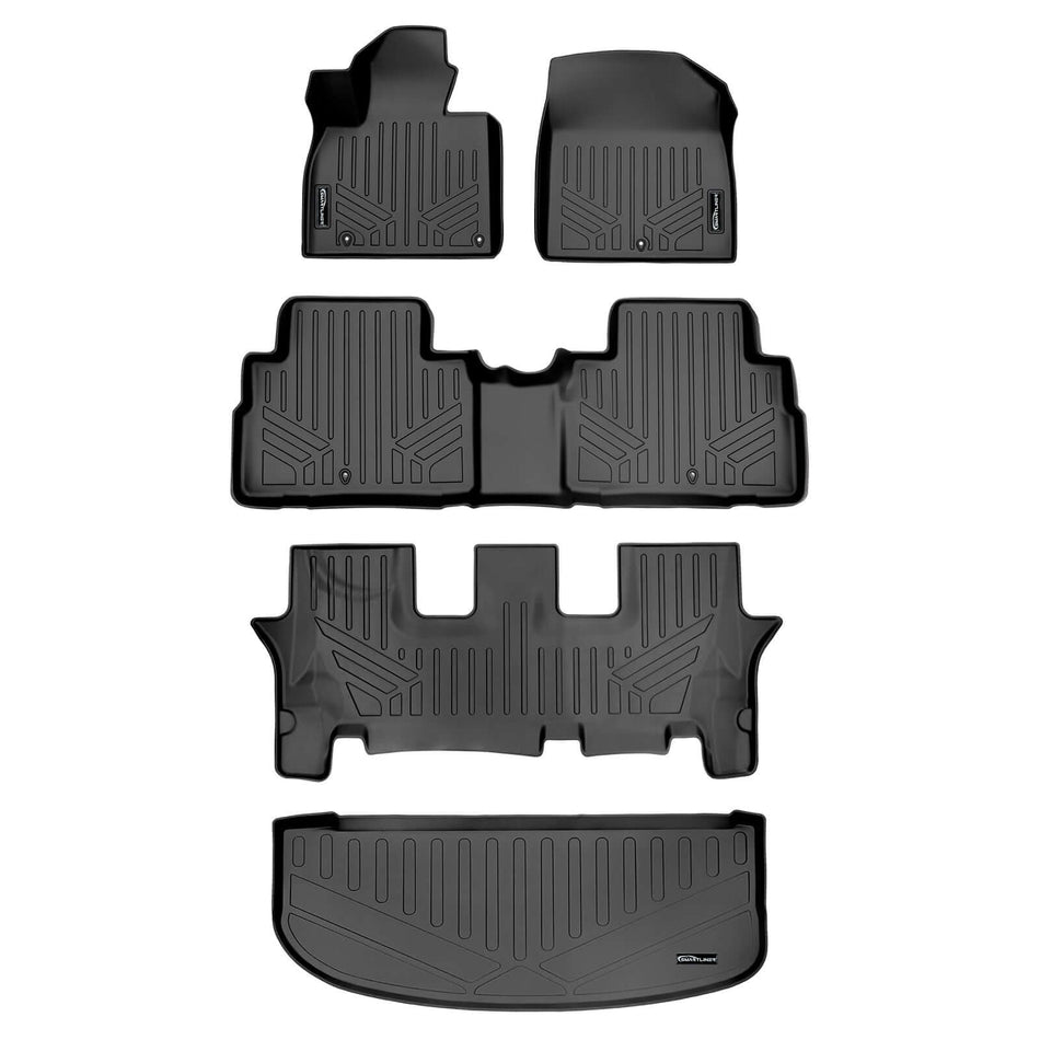 SMARTLINER Custom Fit Floor Liners For 2020-2025 Kia Telluride with 2nd Row Bucket Seats Center Console and No In Between Coverage