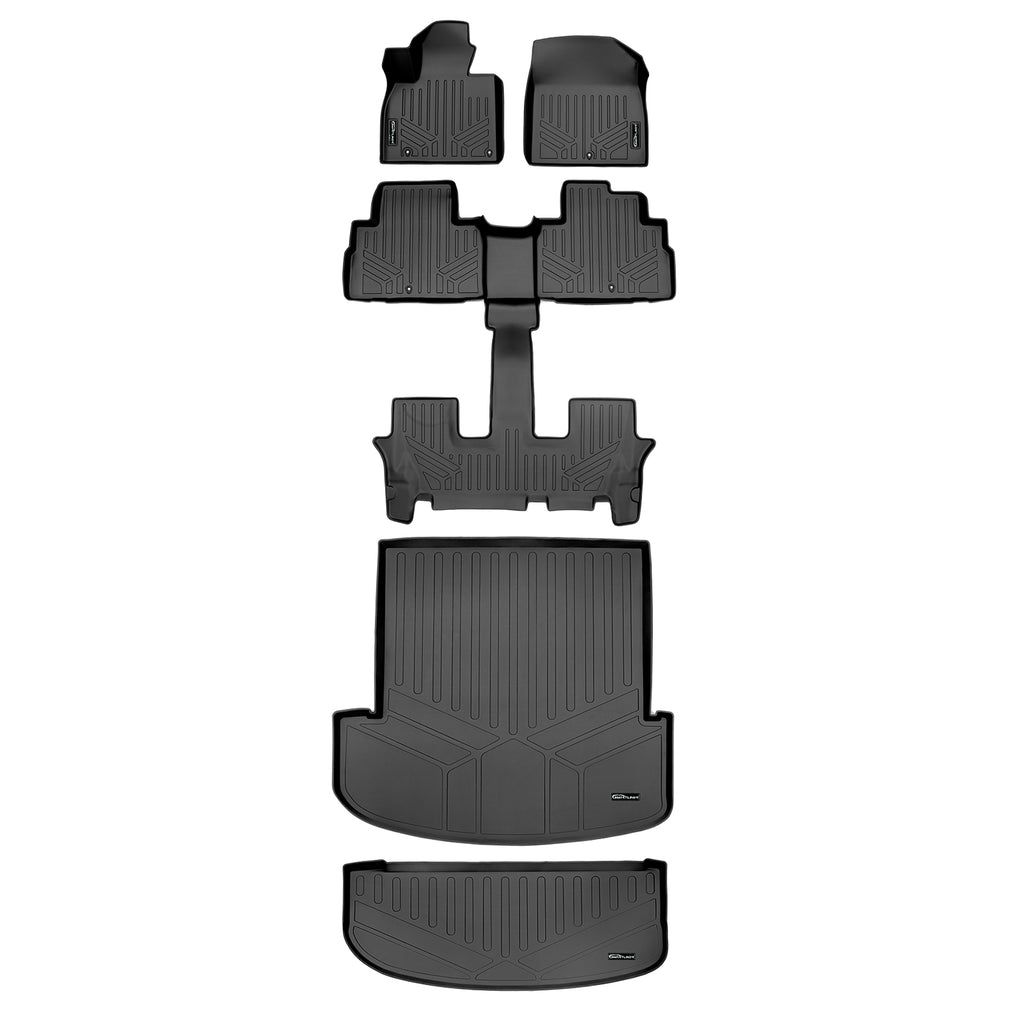 SMARTLINER Custom Fit Floor Liners For 2020-2024 Kia Telluride with 2nd Row Bucket Seat No Center Console with in between Coverage