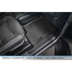 SMARTLINER Custom Fit Floor Liners For 2019-2024 Chevrolet Silverado 1500 Double Cab With 1st Row Bench Seat (No OTH Coverage) & Vinyl Flooring