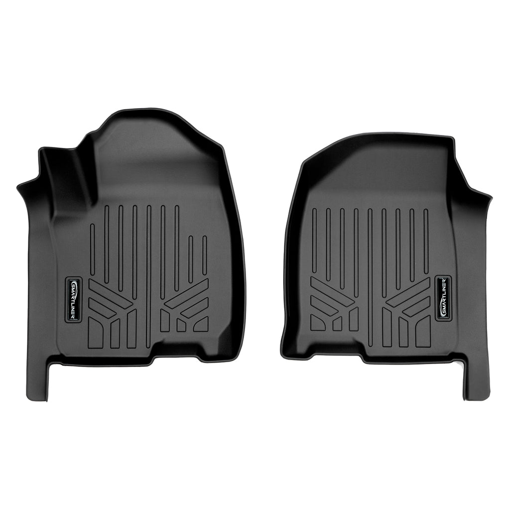 SMARTLINER Custom Fit Floor Liners For 2019-2023 Chevrolet Silverado 1500 Double Cab With 1st Row Bench Seat (No OTH Coverage) & Vinyl Flooring