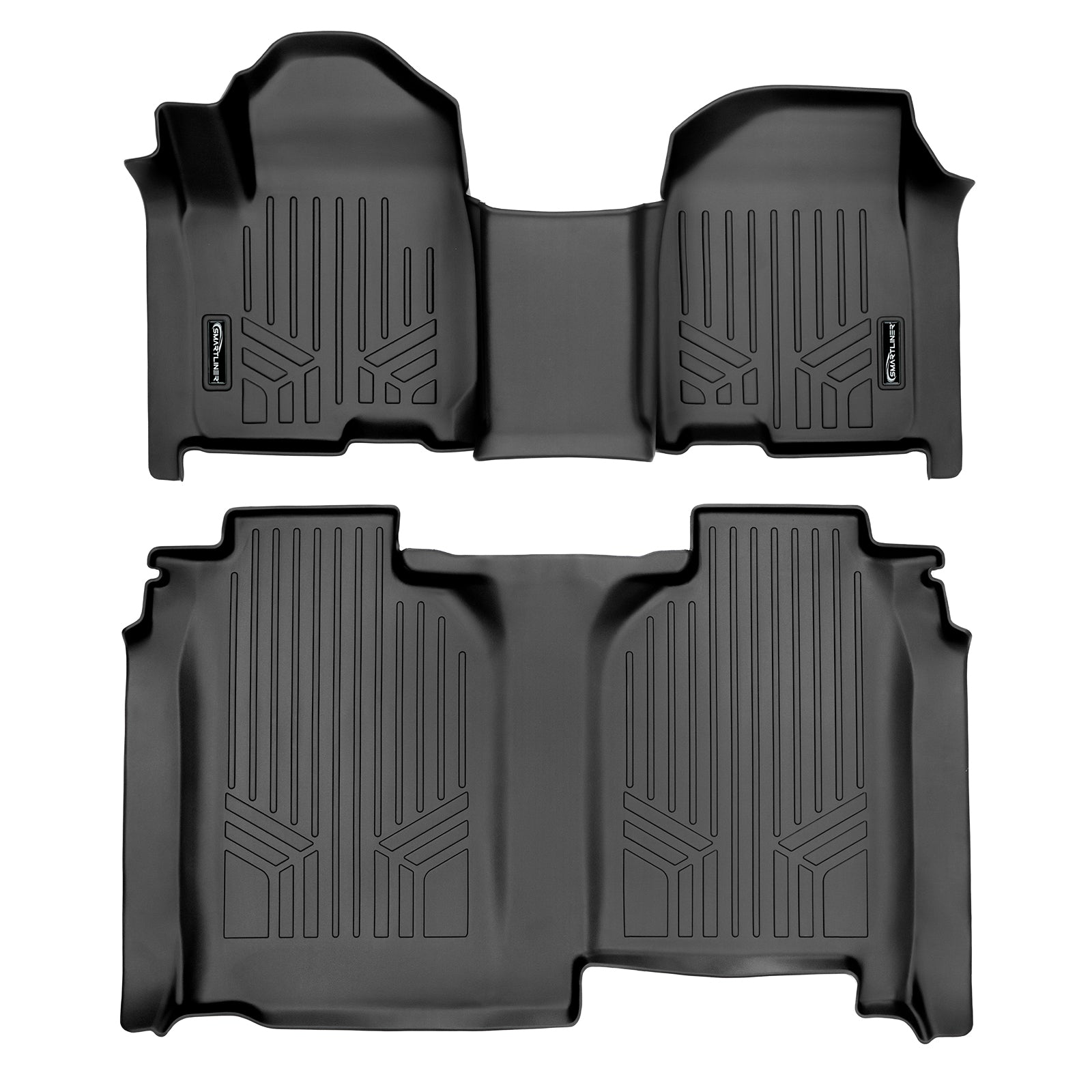 SMARTLINER Custom Fit Floor Liners For 2019-2023 Chevrolet Silverado 1500 Crew Cab With 1st Row Bench Seat (with OTH Coverage) and Vinyl Flooring without the 2nd Row Underseat Storage