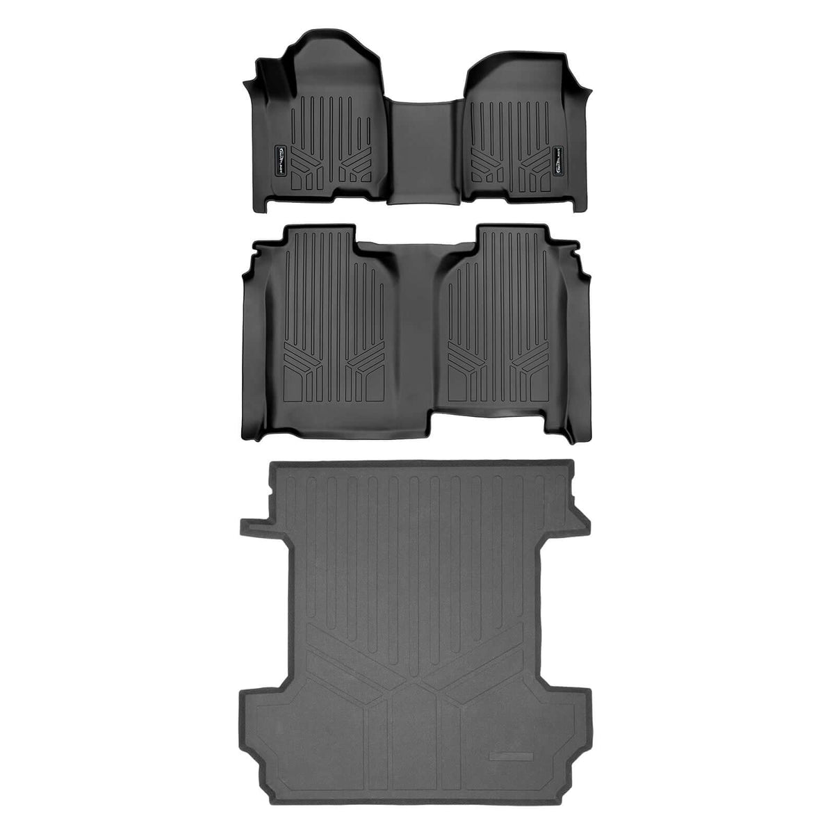 SmartCoverageâ„¢ Custom Fit Floor Liners For 2019-2024 Chevrolet Silverado 1500 Crew Cab With 1st Row Bench Seat (with OTH Coverage) and Vinyl Flooring without the 2nd Row Underseat Storage