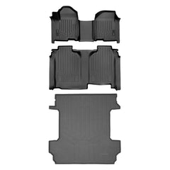 SMARTLINER Custom Fit Floor Liners For 2019-2024 Chevrolet Silverado 1500 Crew Cab With 1st Row Bench Seat (with OTH Coverage) and Vinyl Flooring without the 2nd Row Underseat Storage