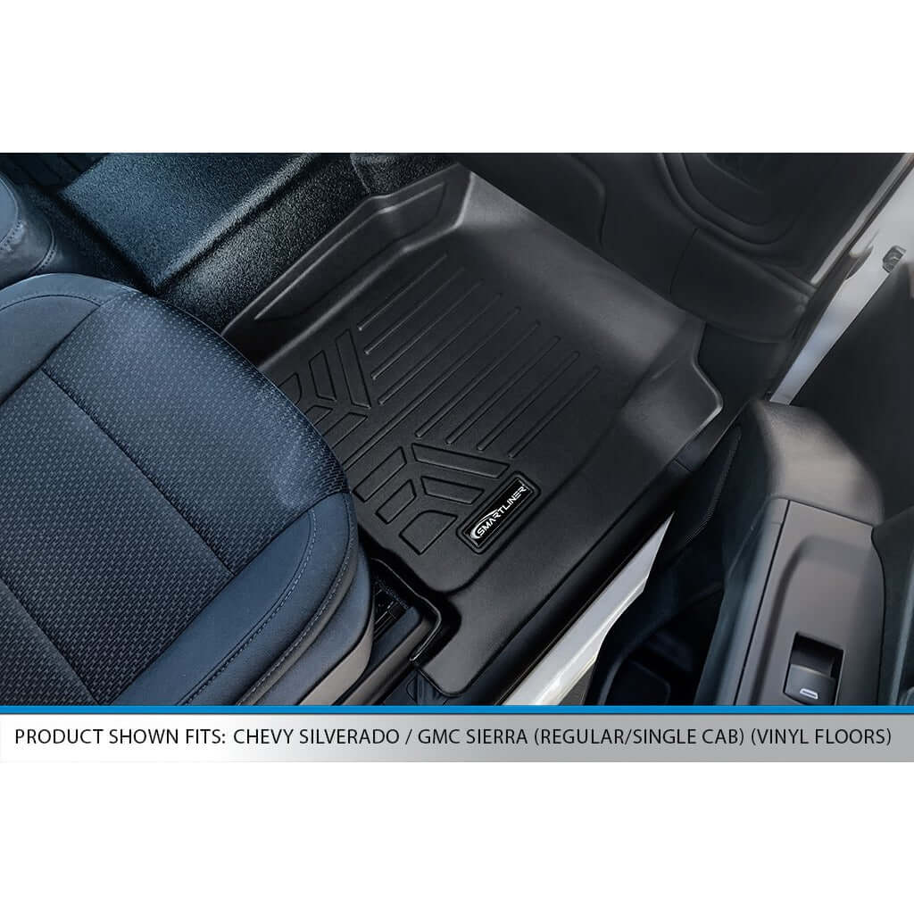 SMARTLINER Custom Fit Floor Liners For 2020-2025 Chevrolet Silverado 2500 HD | 3500 HD /  GMC Sierra 1500 (Regular Cab With Vinyl Flooring And Without OTH Coverage)