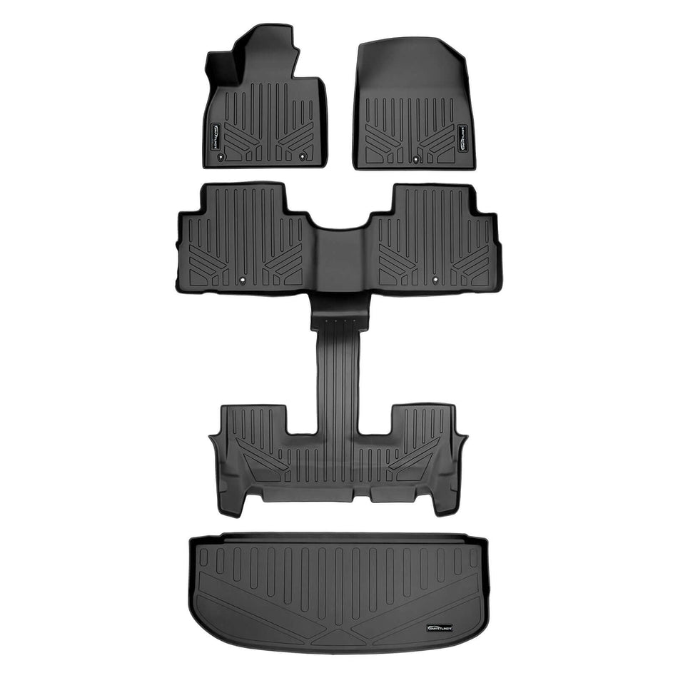 Smart Liner USA Motor Vehicle Interior Fittings Black / 2 Row Floor Mat Liner Set & Cargo Liner Behind the 3rd Row SMARTLINER AUTOâ„¢ Custom Fit Floor Liners For 2020-2025 Hyundai Palisade with 2nd Row Bucket Seat No Center Console with in between Coverage