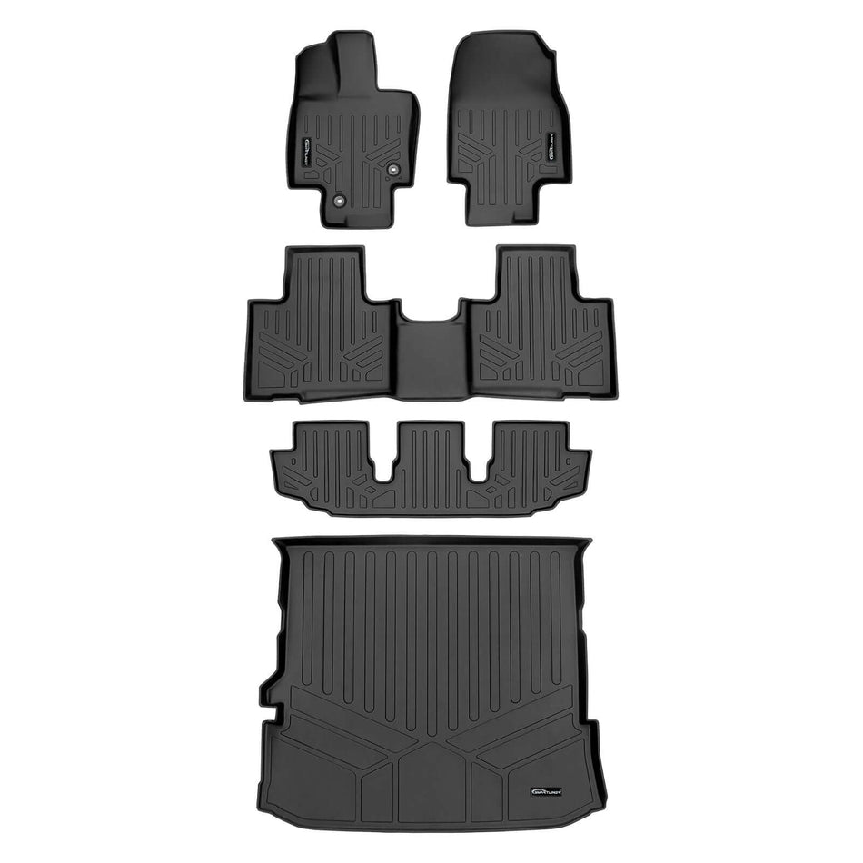 Smart Liner USA Motor Vehicle Interior Fittings Black / 3 Row Floor Mat Liner Set & Cargo Liner Behind the 2nd Row SMARTLINER Custom Fit Floor Liners For 2020-2025 Toyota Highlander (with Subwoofer)