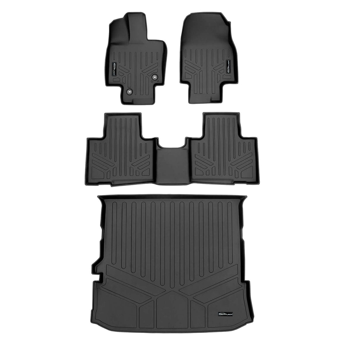 Smart Liner USA Motor Vehicle Interior Fittings Black / 2 Row Floor Mat Liner Set & Cargo Liner Behind the 2nd Row SMARTLINER Custom Fit Floor Liners For 2020-2025 Toyota Highlander (with Subwoofer)