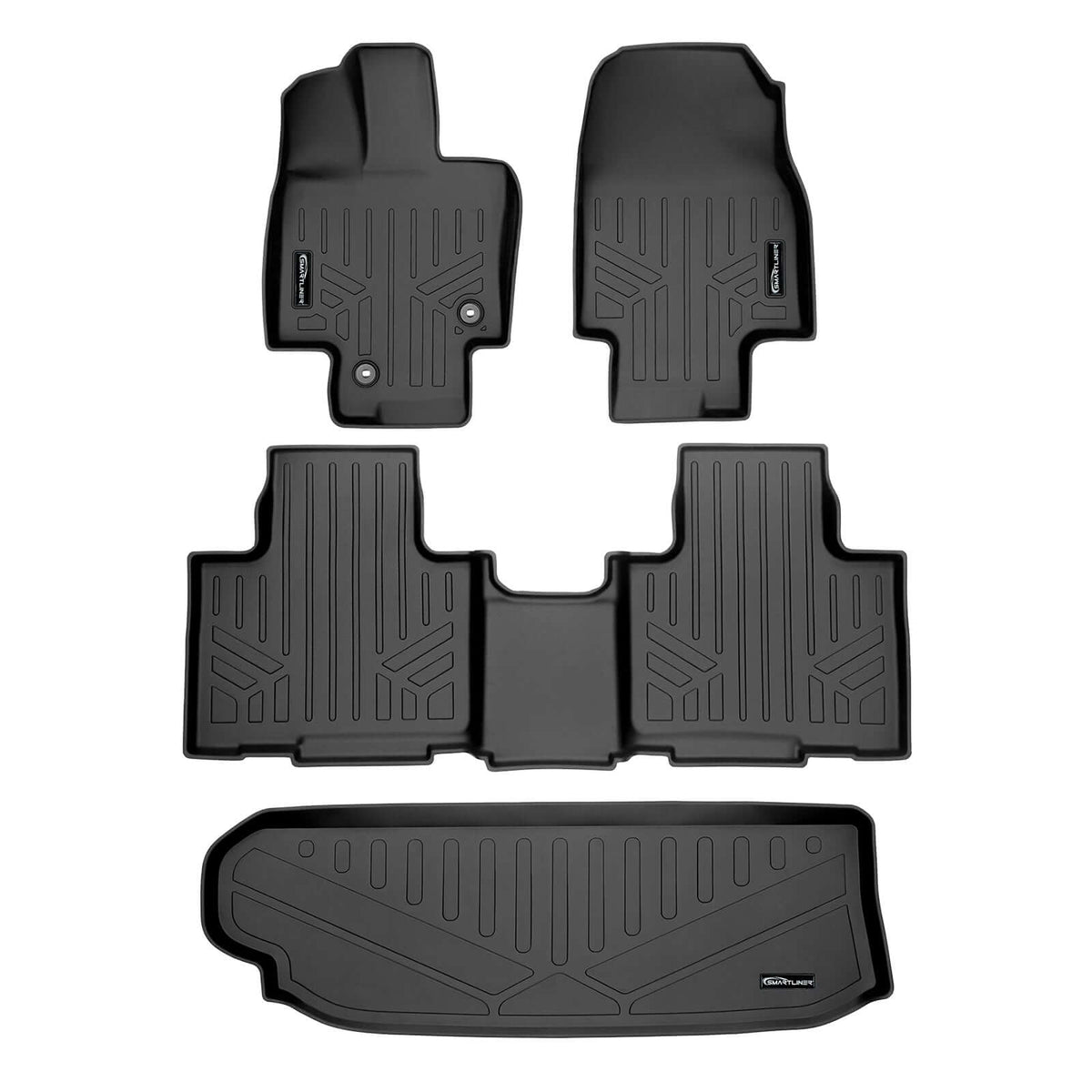 Smart Liner USA Motor Vehicle Interior Fittings Black / 2 Row Floor Mat Liner Set & Cargo Liner Behind the 3rd Row SMARTLINER Custom Fit Floor Liners For 2020-2025 Toyota Highlander Hybrid (without subwoofer)