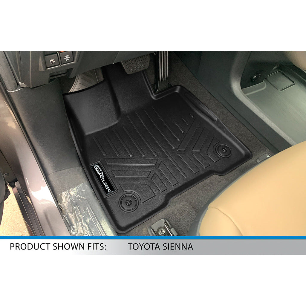 SMARTLINER Custom Fit Floor Liners For 2021-2023 Toyota Sienna with 2nd Row Bucket Seats and Spare Tire