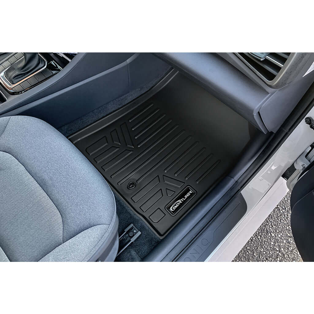 SMARTLINER Custom Fit Floor Liners For 2017-2022 Hyundai Ioniq Hybrid Blue Trim no Subwoofer in Cargo Area (Does Not Fit Electric Models)