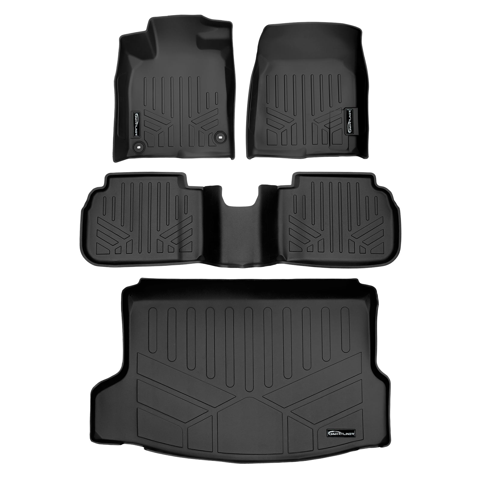SMARTLINER Custom Fit Floor Liners For 2022-2024 Honda Civic Hatchback with 2nd Row USB Ports and Subwoofer in the Cargo Area