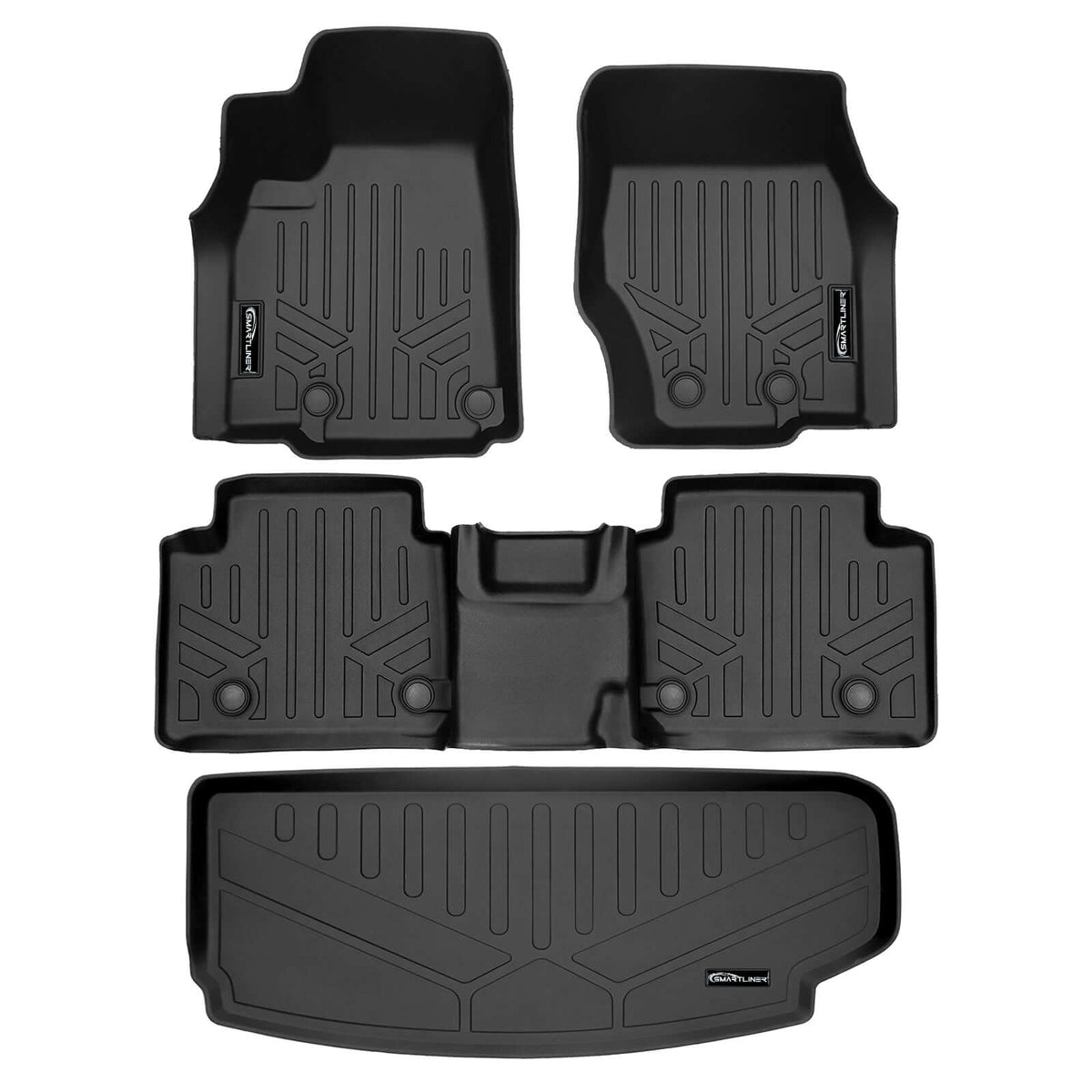 Smart Liner USA Motor Vehicle Interior Fittings Black / 2 Row Floor Mat Liner Set & Cargo Liner Behind the 3rd Row SMARTLINER Custom Fit Floor Liners For 2021-2025 Jeep Grand Cherokee L w/ 2nd Row Bench Seat