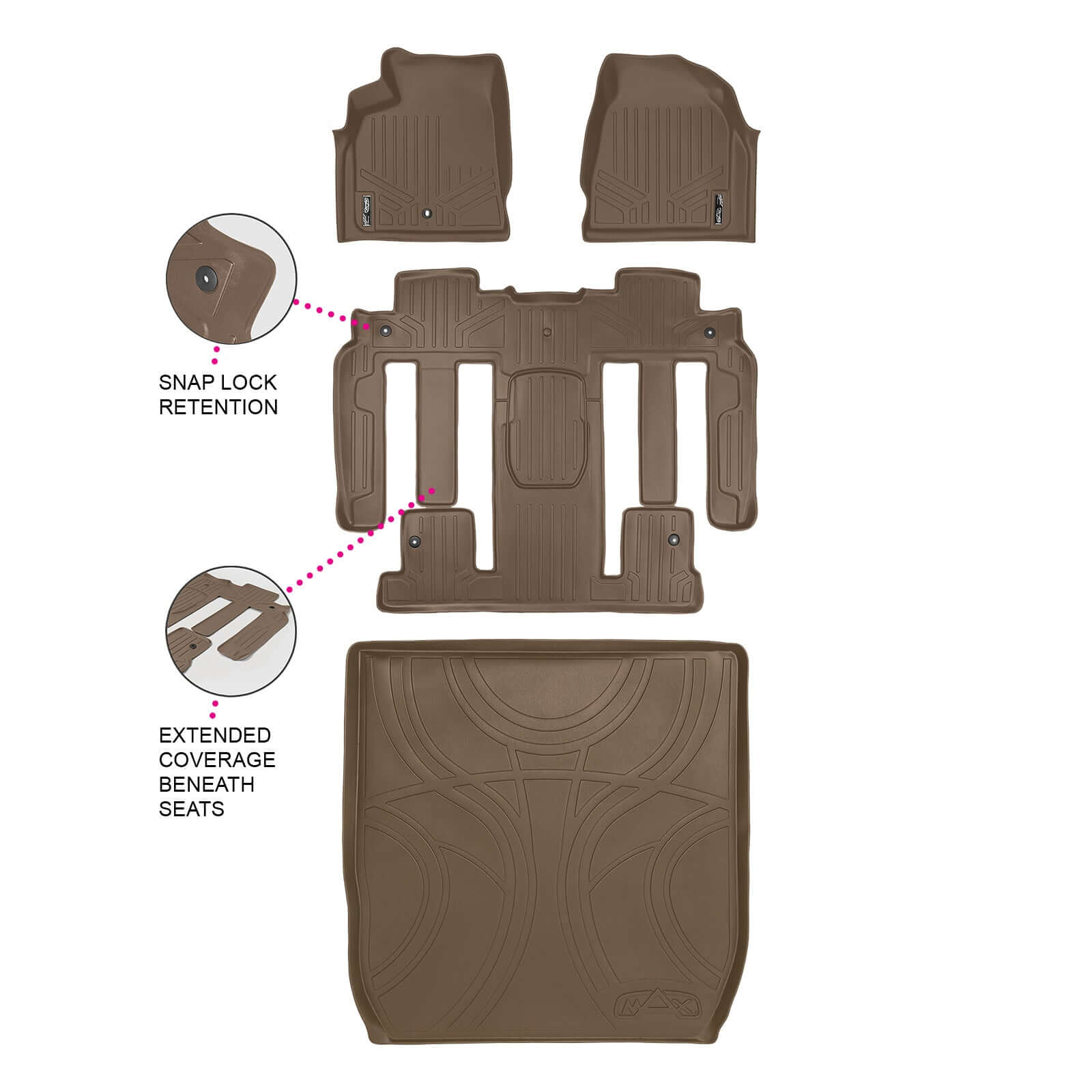 SMARTLINER Custom Fit for 2008 Enclave with 2nd Row Bucket Seats - Smartliner USA
