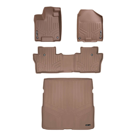 Smart Liner USA Motor Vehicle Interior Fittings Tan / 2 Row Floor Mat Liner Set & Cargo Liner Behind the 2nd Row SMARTLINER Custom Fit Floor Liners For 2016-2022 Honda Pilot (8 Passenger Model)