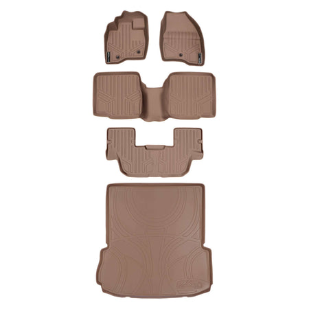 Smart Liner USA Motor Vehicle Interior Fittings Tan / 3 Row Floor Mat Liner Set & Cargo Liner Behind the 2nd Row SMARTLINER Custom Fit Floor Liners For 2017-2019 Ford Explorer without 2nd Row Center Console