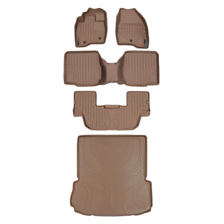 Smart Liner USA Motor Vehicle Interior Fittings Tan / 3 Row Floor Mat Liner Set & Cargo Liner Behind the 2nd Row SMARTLINER Custom Fit Floor Liners For 2017-2019 Ford Explorer with 2nd Row Center Console