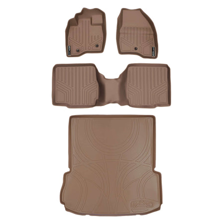 Smart Liner USA Motor Vehicle Interior Fittings Tan / 2 Row Floor Mat Liner Set & Cargo Liner Behind the 2nd Row SMARTLINER Custom Fit Floor Liners For 2017-2019 Ford Explorer with 2nd Row Center Console