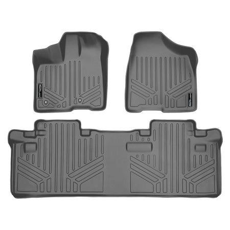 Smart Liner USA Motor Vehicle Interior Fittings Gray / 2 Row Floor Mat Liner Set SMARTLINER Custom Fit Floor Liners For 2011-2012 Sienna (8 Passenger Model with Power Folding 3rd Row Seats)