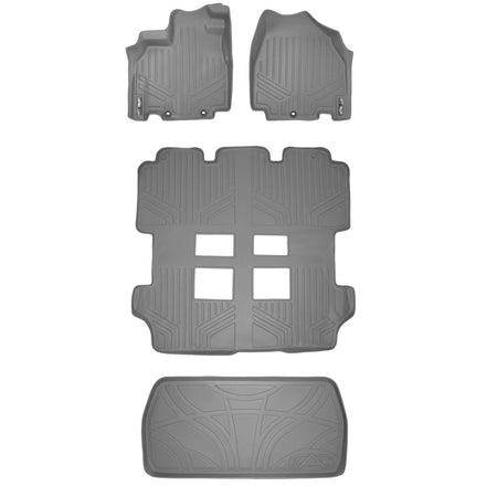 Smart Liner USA Motor Vehicle Interior Fittings Gray / 2 Row Floor Mat Liner Set & Cargo Liner Behind the 3rd Row SMARTLINER Custom Fit Floor Liners For 2011-2017 Honda Odyssey