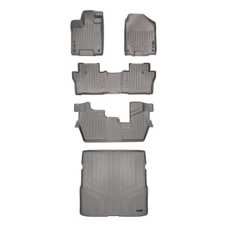 Smart Liner USA Motor Vehicle Interior Fittings Gray / 3 Row Floor Mat Liner Set & Cargo Liner Behind the 2nd Row SMARTLINER Custom Fit Floor Liners For 2016-2022 Honda Pilot (8 Passenger Model)