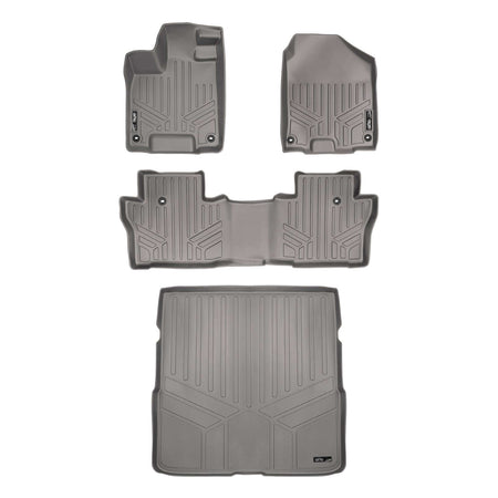 Smart Liner USA Motor Vehicle Interior Fittings Gray / 2 Row Floor Mat Liner Set & Cargo Liner Behind the 2nd Row SMARTLINER Custom Fit Floor Liners For 2016-2022 Honda Pilot (8 Passenger Model)