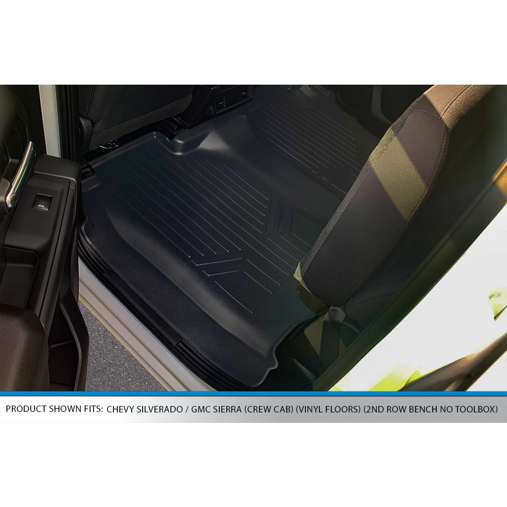 SMARTLINER Custom Fit Floor Liners For 2019-2023 Silverado/Sierra 1500 Crew Cab With 1st Row Bucket Seats & Vinyl Floor
