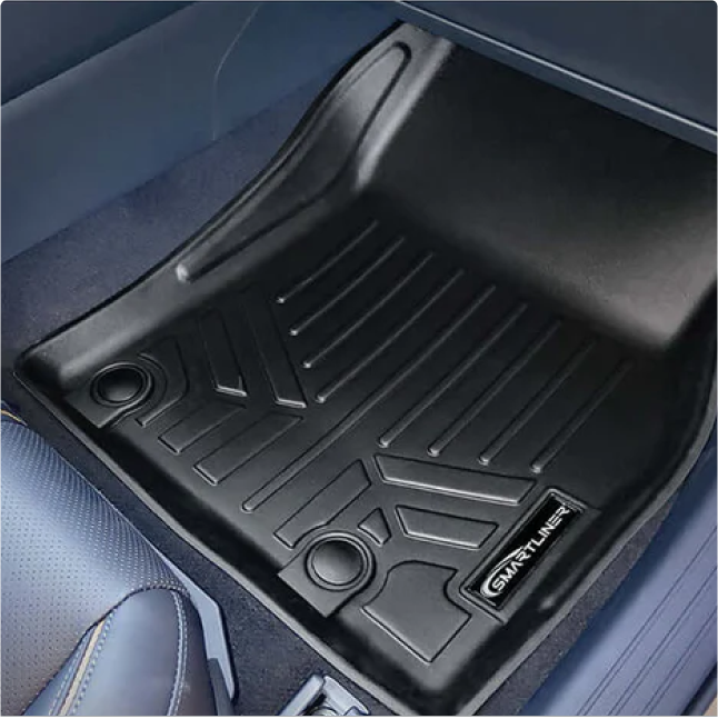 Custom fitted vehicle floor mat in front footwell