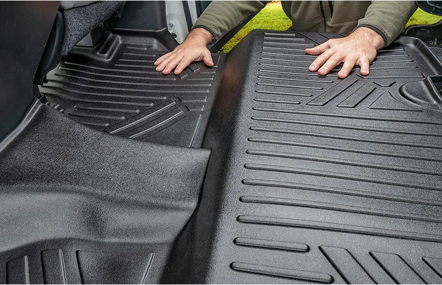 Align and secure floor liners