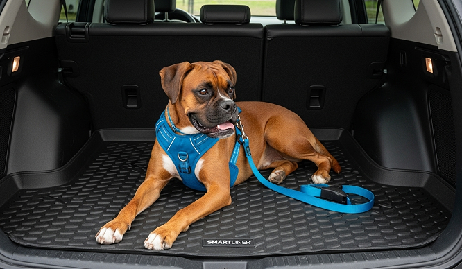Dog lying on cargo liner