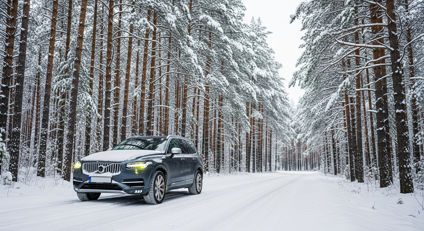 SUV driving on a mountain road